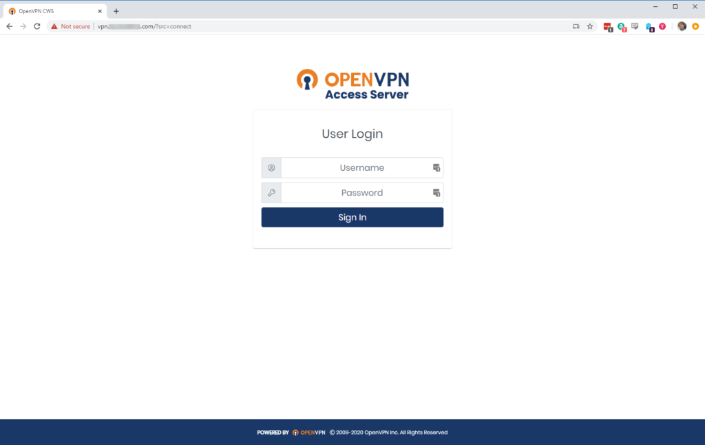 Print de tela do OpenVPN