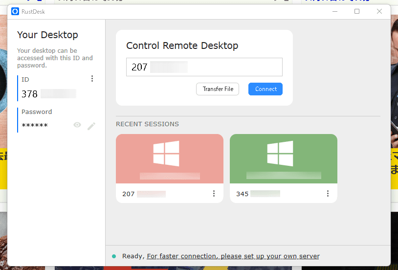 Print de tela do RustDesk