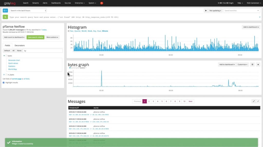 Print de tela do Graylog