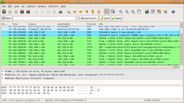 Print de tela do Wireshark