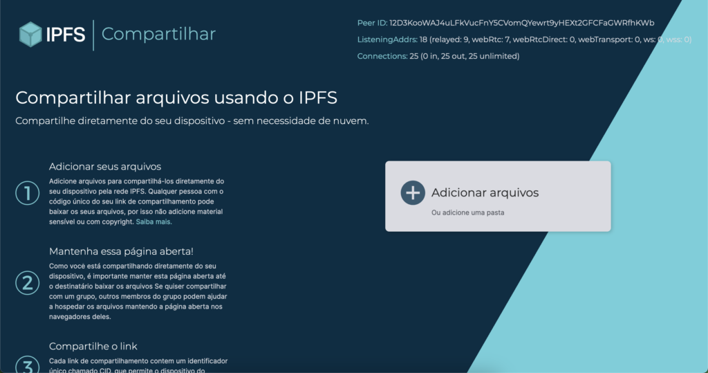 Print de tela do IPFS Share